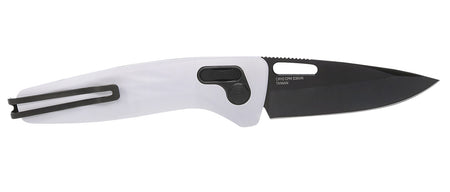 SOG One-Zero XR 3.10" Black Chrome Cryo CPM S35VN Blade Folding Knife White Sculpted Aluminum Handle