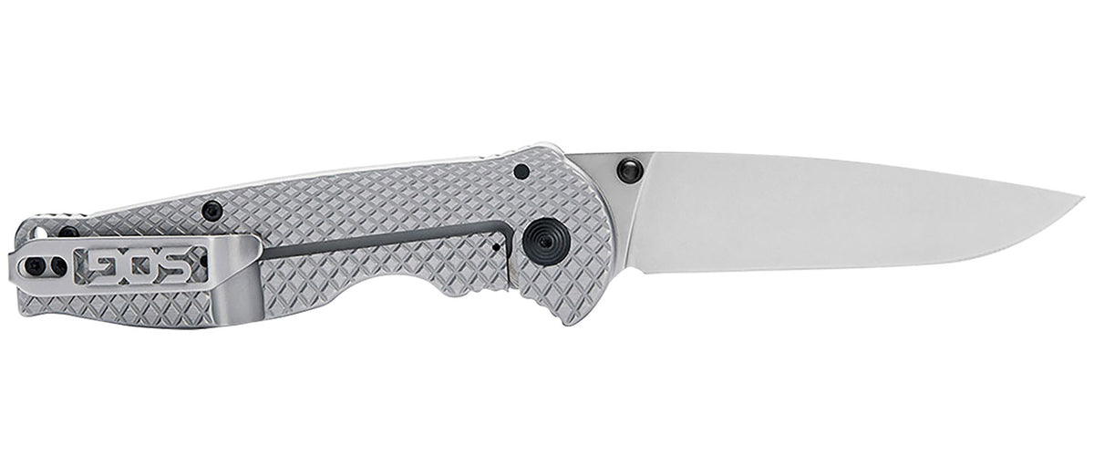 SOG SOG14180157 Flash FL 3.40" Folding Knife Plain Satin 4116 SS Blade Stainless Steel Handle w/ Pocket Clip