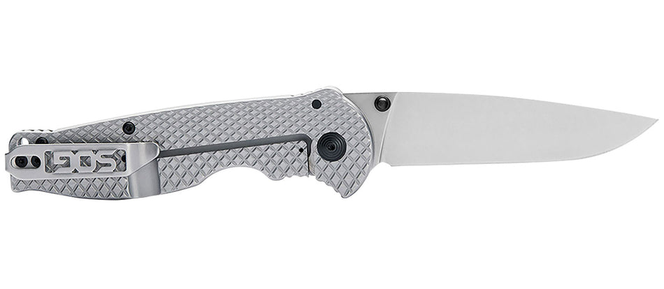 SOG SOG14180157 Flash FL 3.40" Folding Knife Plain Satin 4116 SS Blade Stainless Steel Handle w/ Pocket Clip