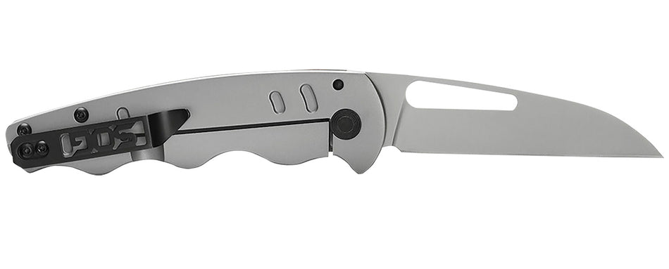 SOG SOG14520157 Escape FL 3" Folding Sheepsfoot Plain 8Cr13MoV SS Blade Silver Metal Handle w/ Pocket Clip