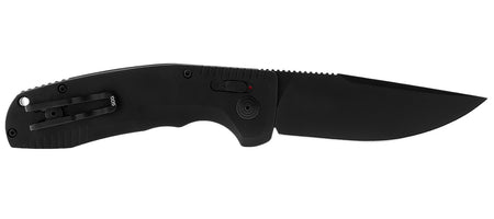 SOG SOG15380157 SOG-TAC Auto 3.43" Folding Knife Black TiNi D2 Steel Blade Black Textured Aluminum Handle w/ Clip
