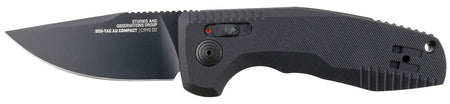 SOG SOG15380757 SOG-TAC Auto Compact 2.94" Straight Back Plain Black TiNi D2 Steel Blade Black Aluminum Handle w/ Pocket Clip