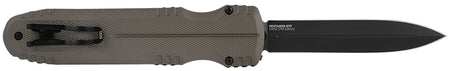SOG SOG15610257 Pentagon 3.79" OTF Knife Spear Point Plain Black TiNi Cryo CPM S35VN Blade FDE Aluminum Handle