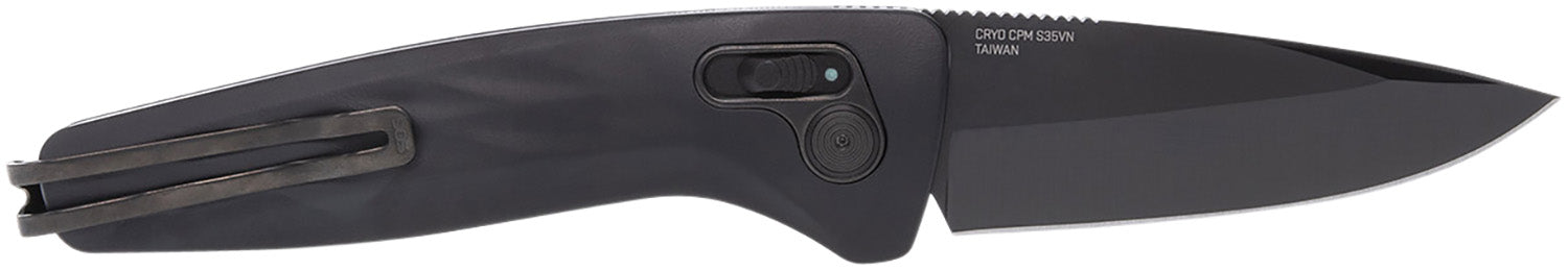 SOG SOG15730157 One-Zero Auto 3.10" Folder Plain Black Chrome CPM S35VN SS Blade Black Sculpted Aluminum Handle
