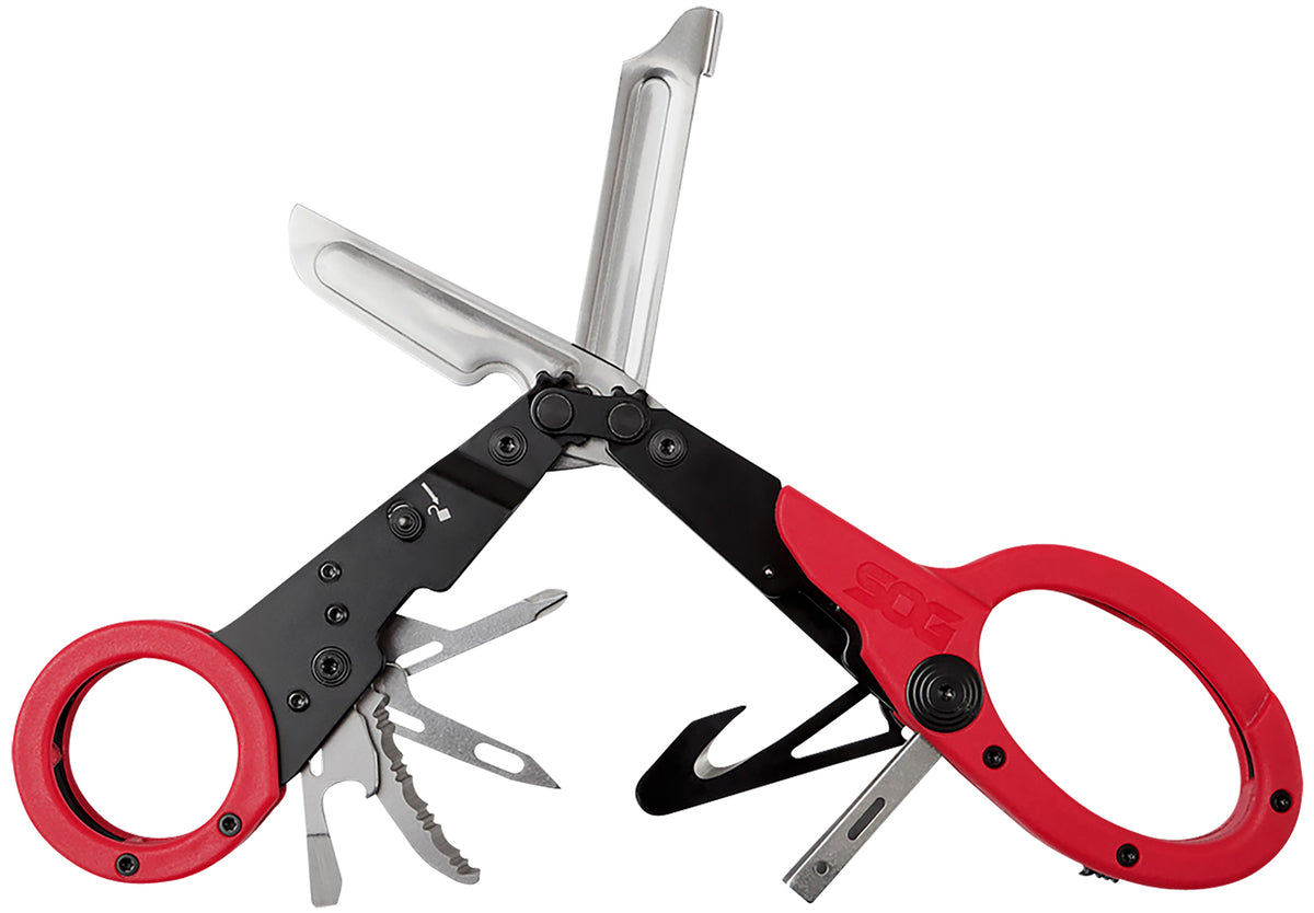 SOG SOG231250243 ParaShears 11-Tool Red Multi-Tool 3Cr13MoV Stainless, First Responder Ready