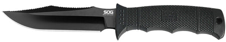 SOG Seal Pup Elite 4.85" Fixed Blade Plain Clip Point Black TiNi Hardcased AUS-8A SS Black GRN Handle Ergonomic Grip Lanyard and Sheath