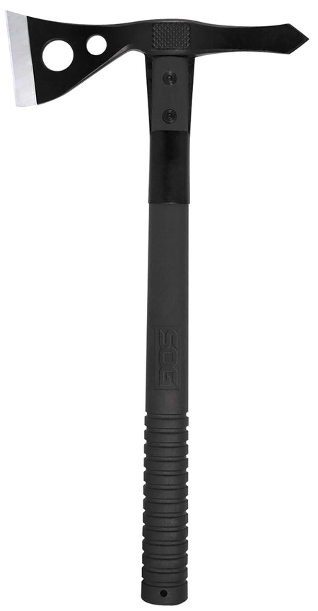 SOG Tactical Tomahawk 420HC Stainless Steel Head 2.75" Blade Black Coated Checkered GRN Handle 15.75" Overall Nylon Sheath Included