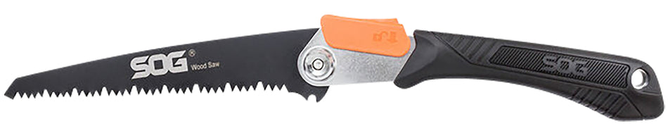 SOG Wood Saw Folding 8.25" Differentially Tempered High Carbon Steel Blade Black GRN Handle 17.25" Compact Survival Saw