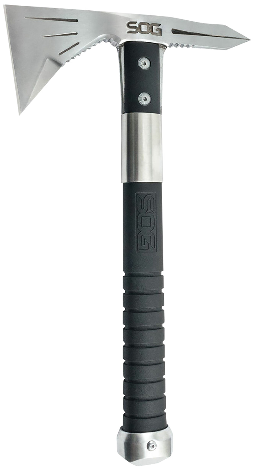 SOG Voodoo Hawk Mini Compact Tomahawk 2.75" 3Cr13MoV SS Black Head GRN Handle 12.50" Length Metal Pommel Cap Nylon Sheath