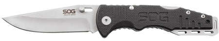 SOG Salute Mini 3.10" Folding Plain Clip Point 8Cr13MoV Stainless Bead Blasted Blade Black G10 Handle Lockback Removable Pocket Clip