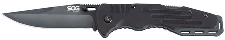 SOG Salute 3.62" Folding Plain Clip Point Black Hardcased 8Cr13MoV Stainless Blade Black G10 Handle Lockback Belt Clip Included