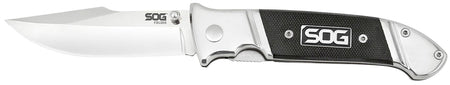 SOG Fielder 3.30" Folding Clip Point Plain Satin Finish 7Cr17MoV Stainless Steel Blade Black G10 Handle Ambidextrous Open Belt Clip
