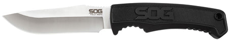 SOG Field Knife 4" Fixed Clip Point Satin 7Cr17MoV Stainless Blade Black TPR Handle GRN Sheath Paracord Notch Belt Clip