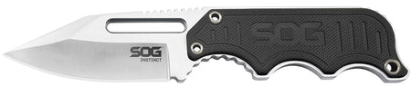 SOG Instinct Fixed Neck Knife 2.30" Satin Polished 5Cr15MoV Clip Point Blade Black/Silver G10 Handle & Hard Nylon Sheath