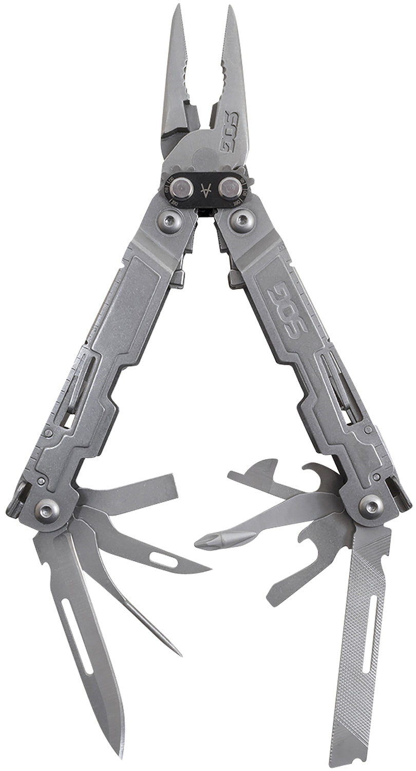 SOG PowerAccess Silver Stainless Steel Multi-Tool 5.90" Long 18 Functions Compound Leverage Mechanism