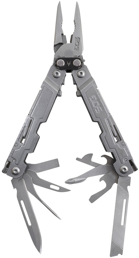 SOG PowerAccess Silver Stainless Steel Multi-Tool 5.90" Long 18 Functions Compound Leverage Mechanism