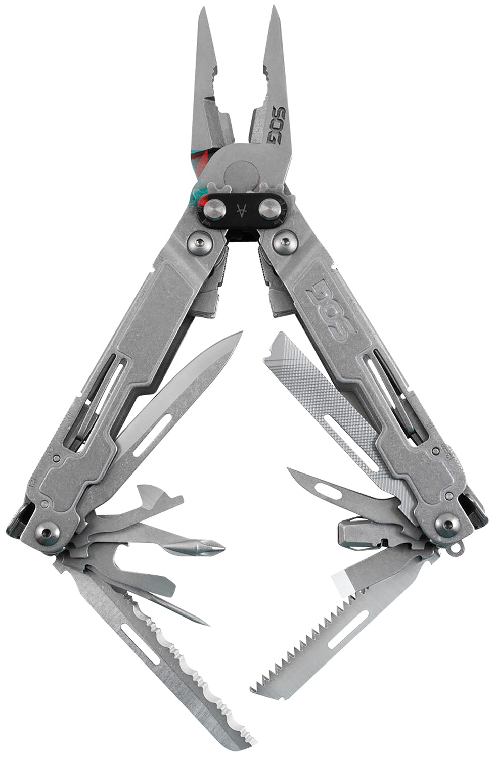 SOG PowerAccess Deluxe Stone Washed SS Multi-Tool 21 Tools Gear-Driven Compound Leverage with Sheath