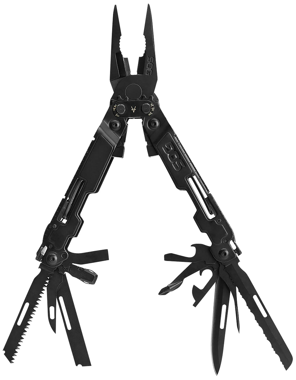 SOG PowerAccess Deluxe Black Stainless Steel Multi-Tool 21 Tools Gear-Driven Compound Leverage with Sheath