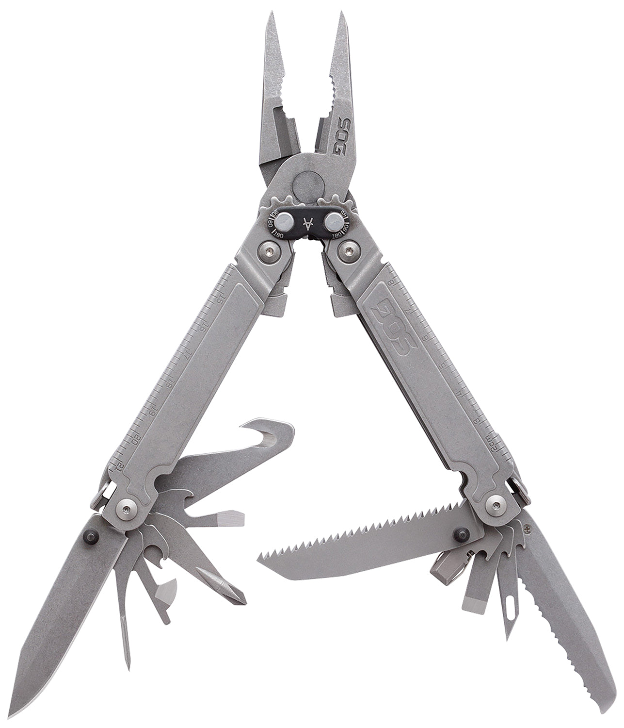 SOG PowerAccess Assist MT Stone Washed Stainless Steel 6.82" Multi-Tool 18 Tools with Assisted Opening & Sheath