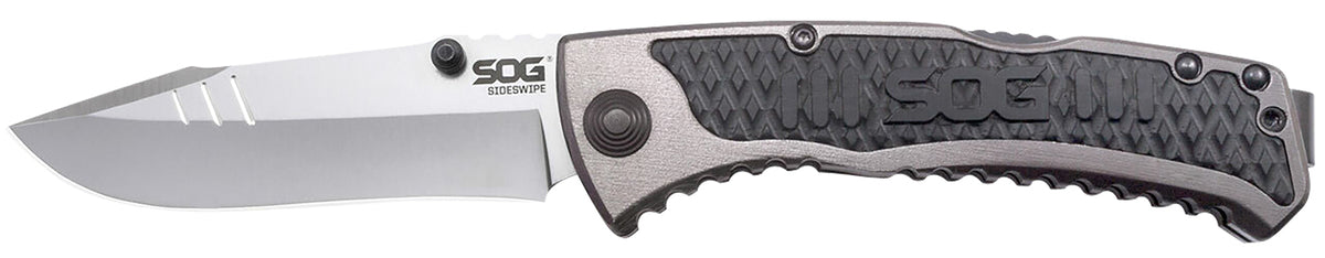 SOG Sideswipe 3.40" EDC Folding Knife with Bead Blasted 7Cr15MoV Blade, G10 Inserts, and Reversible Pocket Clip