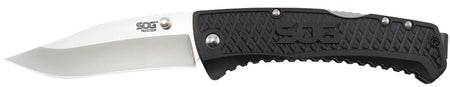 SOG Traction 3.50" Folding Clip Point Knife with Satin 5Cr13MoV Blade, Lockback Mechanism, and Textured GRN Handle