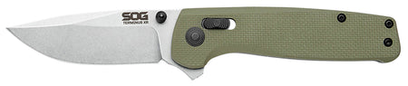 SOG Terminus XR 2.95" Folding Plain Clip Point Stonewashed BD1 Blade Olive Drab G10 Handle Includes Box and Pocket Clip