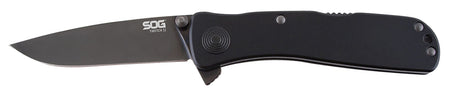 SOG Twitch II 2.65" Folding Plain Black Hardcased AUS-8A Blade Black Aluminum Handle with Dual Thumb Studs and Pocket Clip