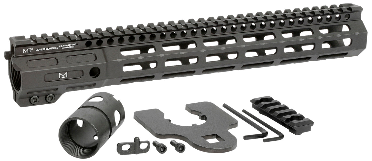 Midwest Industries MINF135 Night Fighter AR Handguard 13.50" M-LOK Black Anodized Aluminum QD Sockets Included