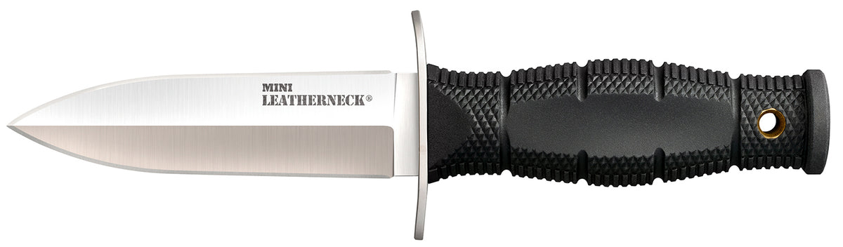 Cold Steel Leatherneck Double Edge Mini Fixed Knife 3.50" 8Cr13MoV SS Blade Black Kray-Ex Handle Quillon Guard w/Secure-Ex Sheath