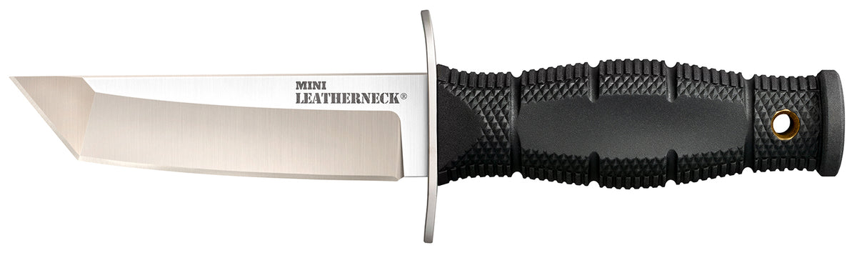 Cold Steel Leatherneck Mini Tanto Fixed Knife 3.50" Satin 8Cr13MoV SS Blade Black Kray-Ex Handle Double Quillon w/Secure-Ex Sheath