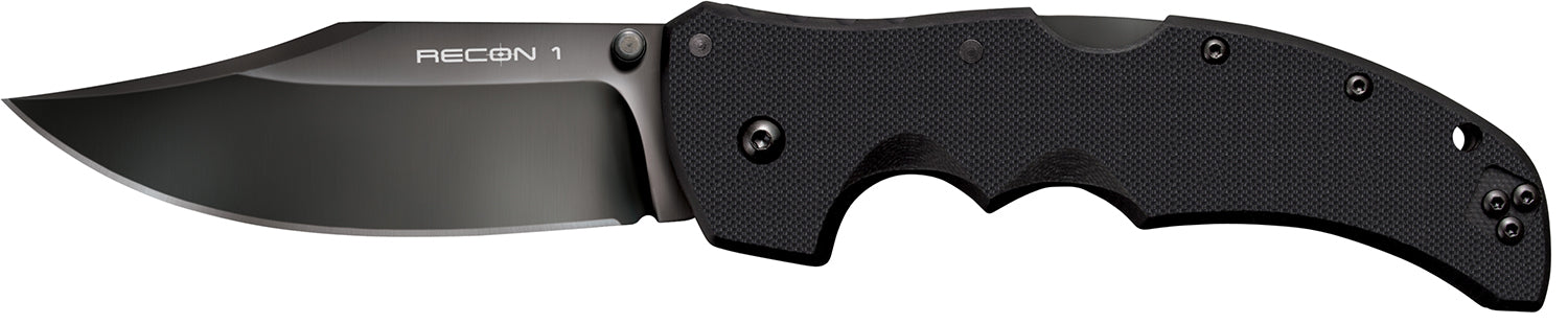 Cold Steel Recon 1 CS27BC 4" Folding Plain Clip Point DLC Coated S35VN Blade Black G10 Handle Pocket Clip Included