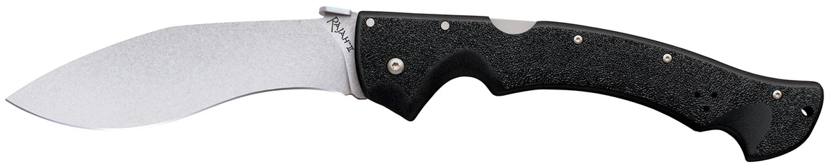 Cold Steel Rajah II CS-62JL 6" Folding Plain Stone Washed AUS-10A SS Blade Black Griv-Ex Handle Tri-Ad Lock