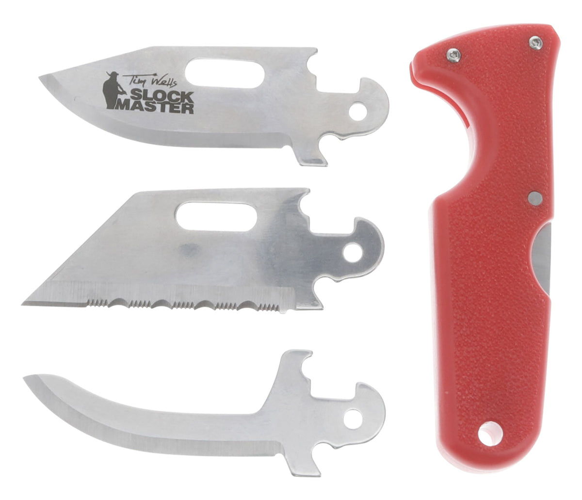 Cold Steel CS40ATZ Click-N-Cut Slock Master 2.50" Multi-Blade Fixed Knife Plain/Serrated 420J2 SS Red Textured ABS Handle w/Sheath