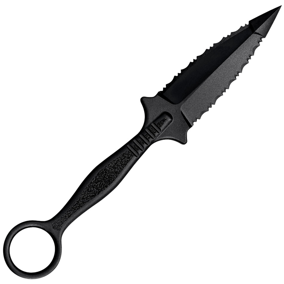 Cold Steel CS92FR FGX Ring Dagger 3.50" Fixed Double-Edge Serrated Black Griv-Ex Blade w/Ring Griv-Ex Handle