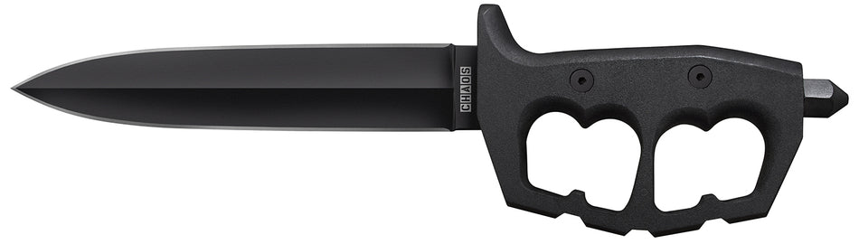 Cold Steel CS-80NTP Chaos Double Edge 7.50" Fixed Plain SK-5 Carbon Steel Blade Black Aluminum D-Ring Guards Handle