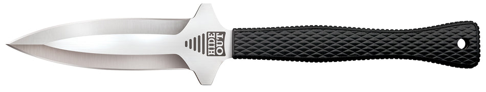 Cold Steel Hide Out Fixed 3" Plain Satin AUS-8A Stainless Steel Blade Contoured Checkered Black Kray-Ex Handle