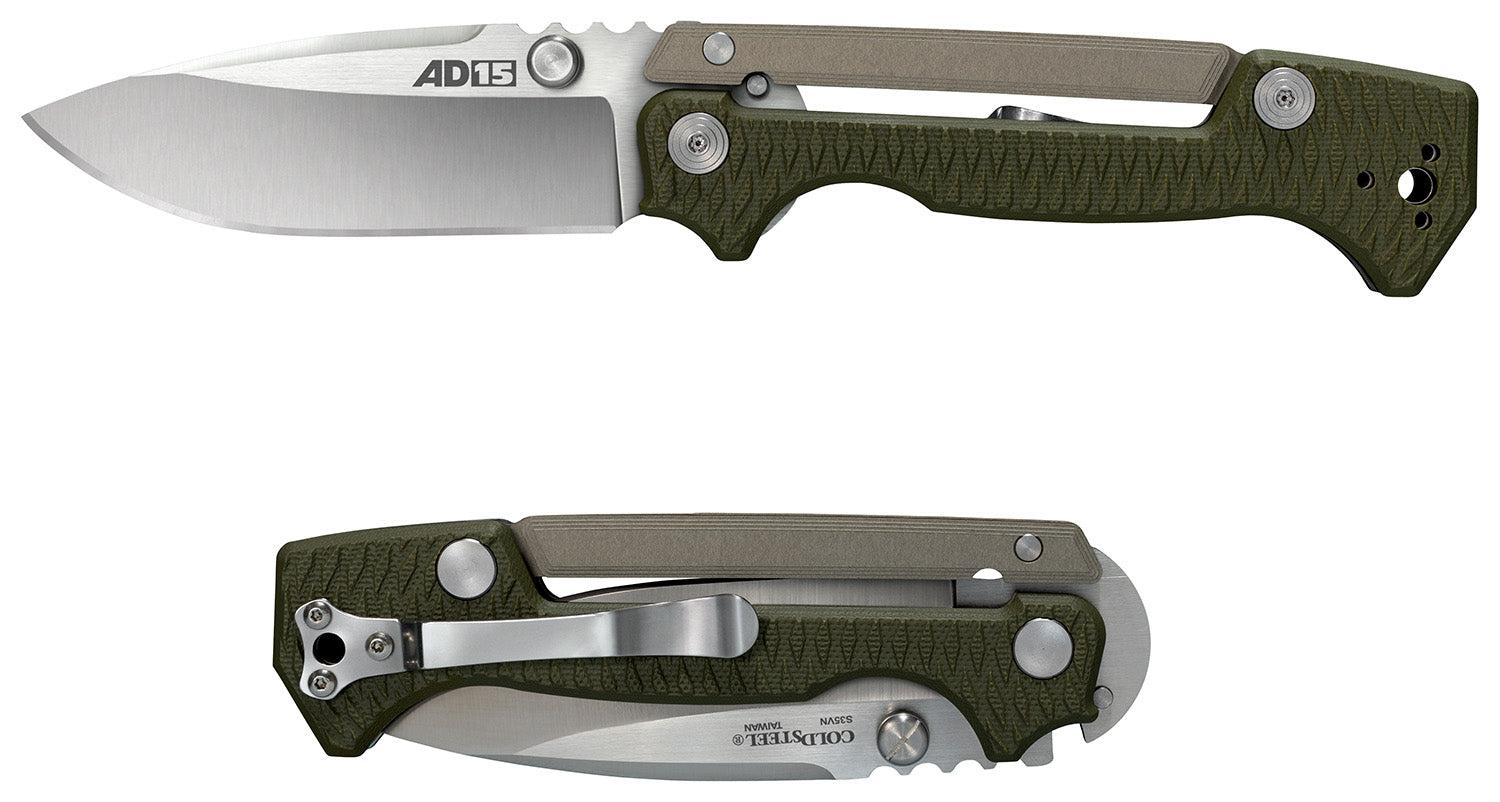 Cold Steel AD-15 3.50" Folding S35VN Stainless Spear Point Blade Black Aluminum G10 Handle Scorpion Lock