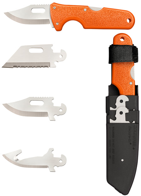Cold Steel Click-N-Cut Hunter 2.50" Fixed Multi-Purpose Blade Set Satin 420J2 Stainless Steel Orange ABS Handle