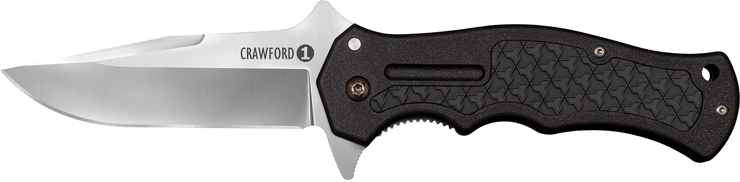 Cold Steel Crawford 1 Folding Knife 3.50" Clip Point Plain 4034 SS Blade Black GRN Handle with Pocket Clip
