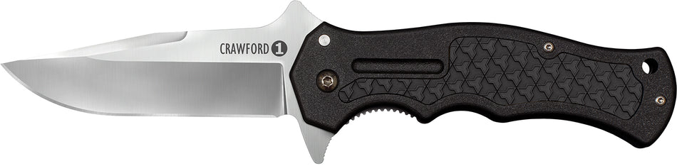 Cold Steel Crawford 1 Folding Knife 3.50" Clip Point Plain 4034 SS Blade Black GRN Handle with Pocket Clip
