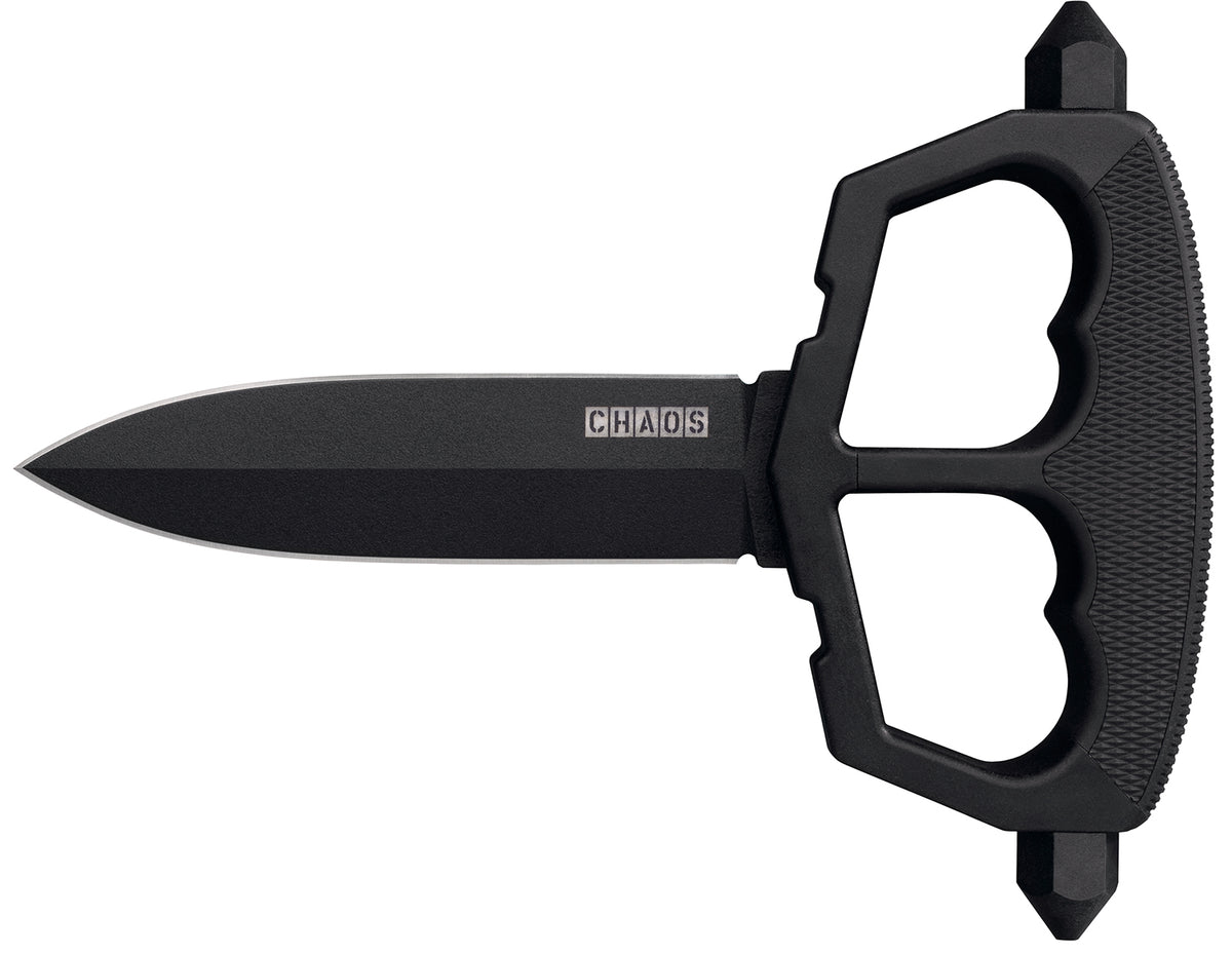 Cold Steel Chaos Push Knife 5" Fixed Blade Black Matte SK-5 Steel D-Guard Griv-Ex Overmold Kray-Ex Handle Includes Sheath