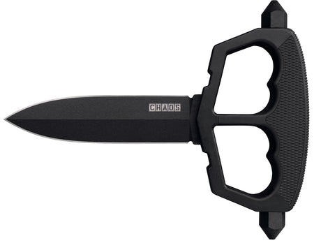 Cold Steel Chaos Push Knife 5" Fixed Blade Black Matte SK-5 Steel D-Guard Griv-Ex Overmold Kray-Ex Handle Includes Sheath