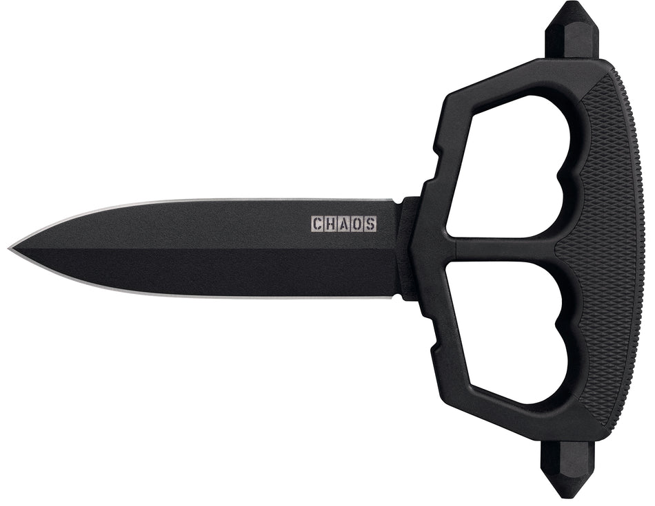 Cold Steel Chaos Push Knife 5" Fixed Blade Black Matte SK-5 Steel D-Guard Griv-Ex Overmold Kray-Ex Handle Includes Sheath