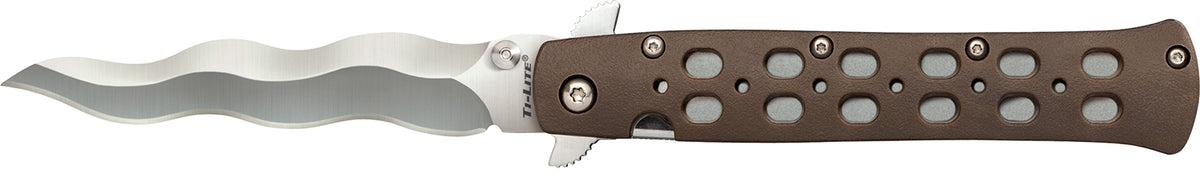 Cold Steel Ti-Lite 4" Folding Plain Kris AUS-10A SS Blade Flat Dark Earth Colored Griv-Ex Handle