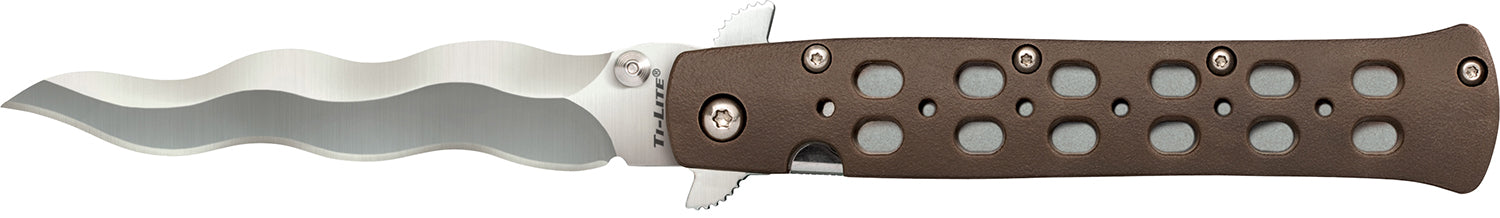 Cold Steel Ti-Lite 4" Folding Plain Kris AUS-10A SS Blade Flat Dark Earth Colored Griv-Ex Handle