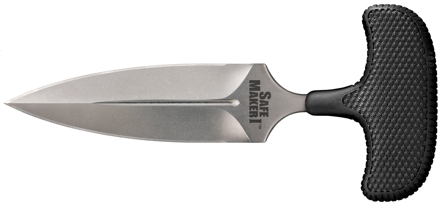 Cold Steel CS12DBST Safe Maker I 4.5" Fixed Plain Spear Point AUS-8A Stone Washed Blade Black Kray-Ex Handle and Secure-Ex Sheath