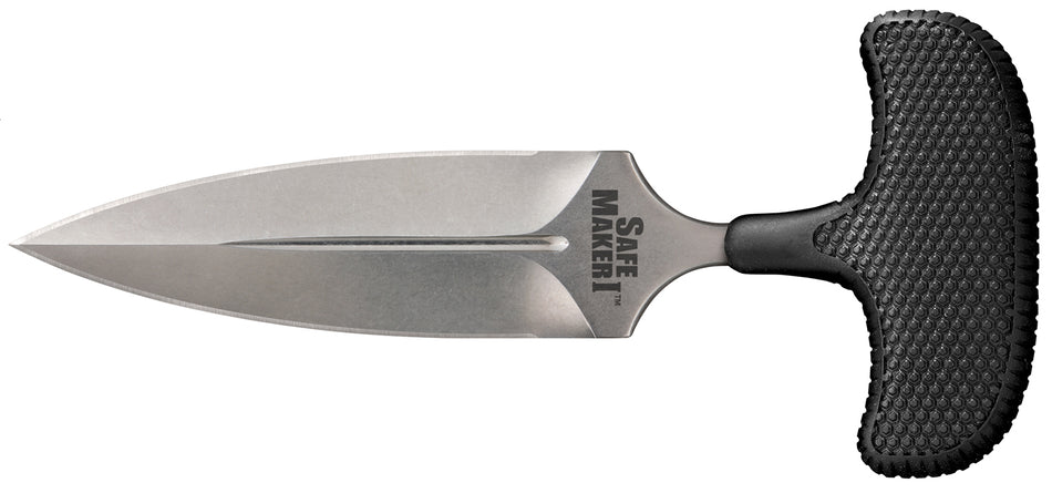 Cold Steel CS12DBST Safe Maker I 4.5" Fixed Plain Spear Point AUS-8A Stone Washed Blade Black Kray-Ex Handle and Secure-Ex Sheath