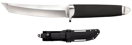 Cold Steel CS-35AB San Mai Master 6" Fixed Tanto VG-10 San Mai Satin Blade Black Textured Oval Kray-Ex Handle with Secure-Ex Sheath