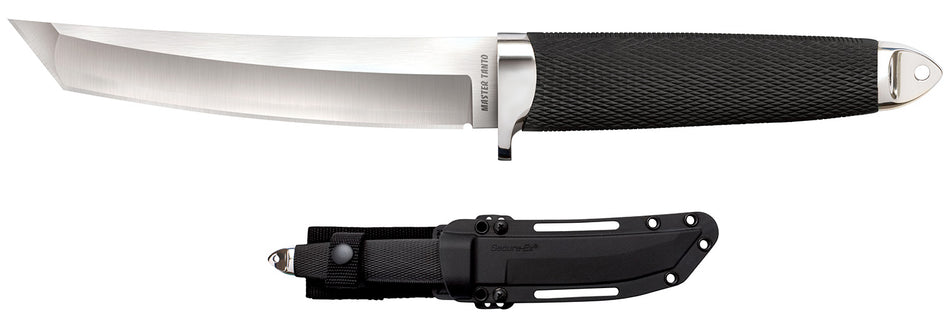 Cold Steel CS-35AB San Mai Master 6" Fixed Tanto VG-10 San Mai Satin Blade Black Textured Oval Kray-Ex Handle with Secure-Ex Sheath