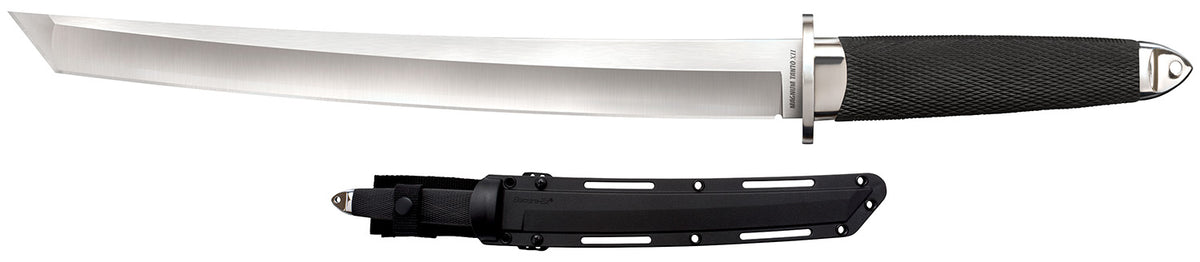 Cold Steel CS35AE Magnum Tanto XII 12" Fixed Plain Tanto VG-10 San Mai Satin Finish Blade Black Textured Kray-Ex Handle with Secure-Ex Sheath